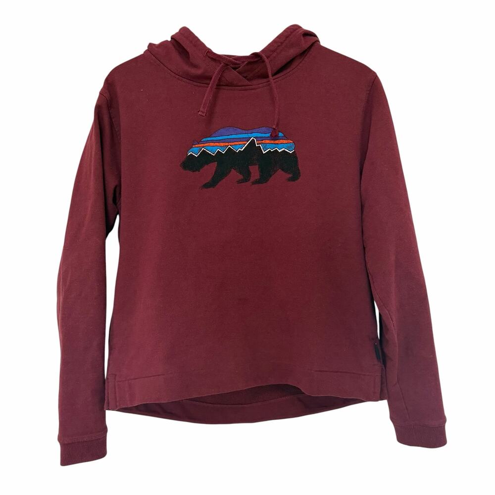Patagonia Maroon Fitz Roy Bear Uprisal Hoodie Sz M